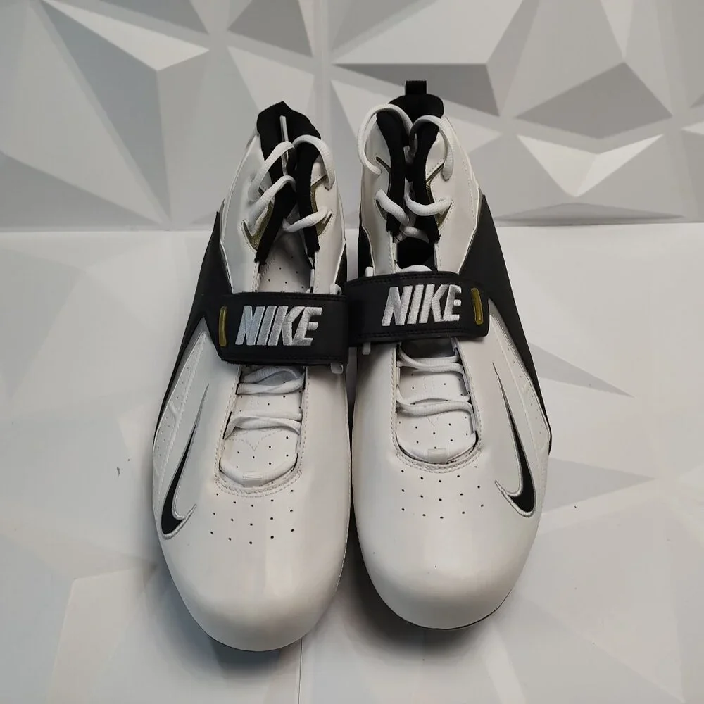 Nike Men's Football Cleats 18 White Black Shoe Lacrosse Air Zoom Boss Shark - Picture 10 of 10